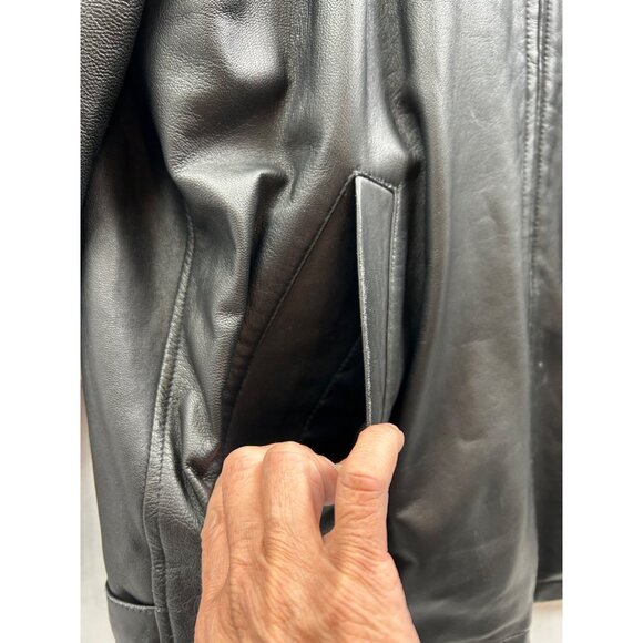 Vtg 90's Y2K Trader Bay Leather Jacket Mens Large Zip Up Grunge Biker Streetwear - Picture 7 of 16